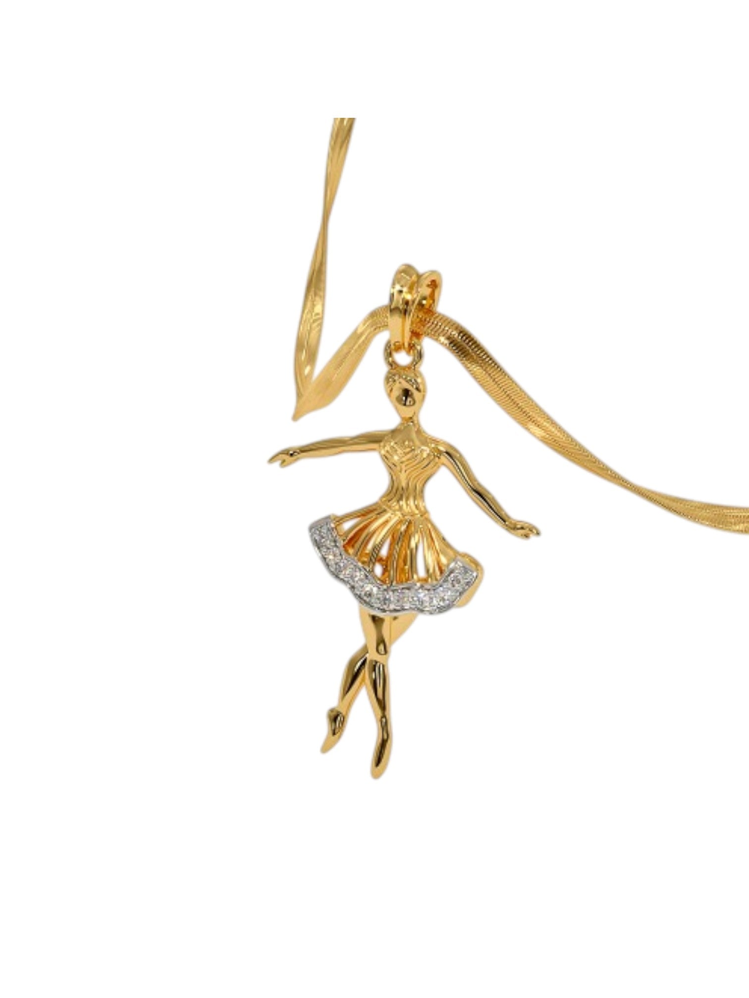 925 Sterling Silver Elegant Design CZ Stones Gold Plated Pendant With Chain For Women By Kesardeep